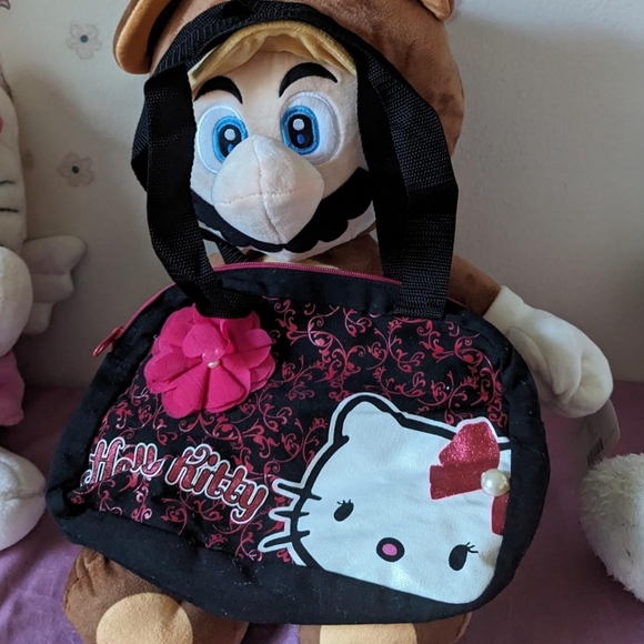 hello kitty purse black red with flower - Picture 1 of 5